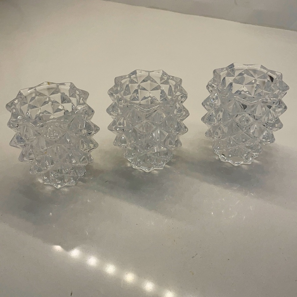 Set of 3 Glass Pinecone Candle Holders
